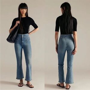 NWT Free People High-Rise Flared Crop Jeans in Light Blue